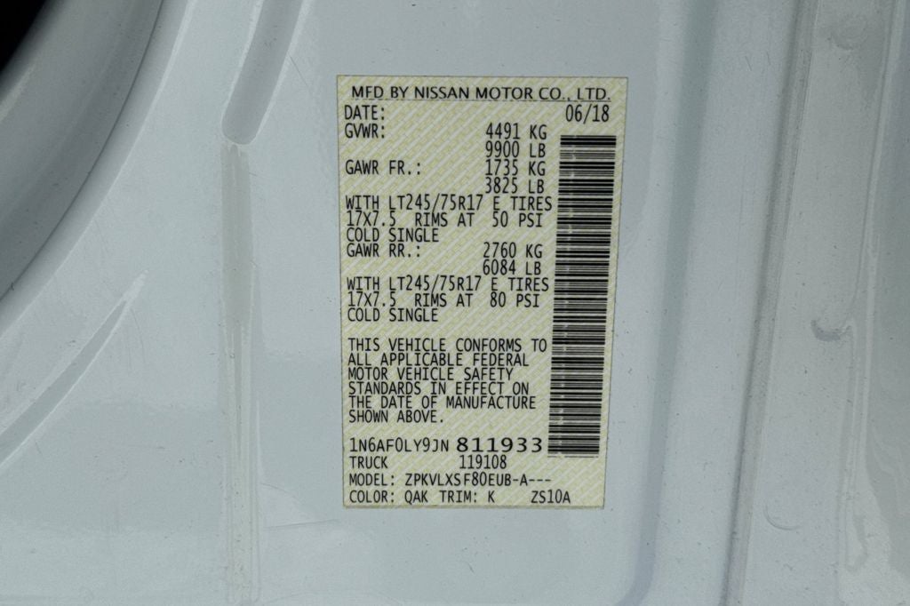 2018 Nissan NV3500 HD Cargo SV High Roof