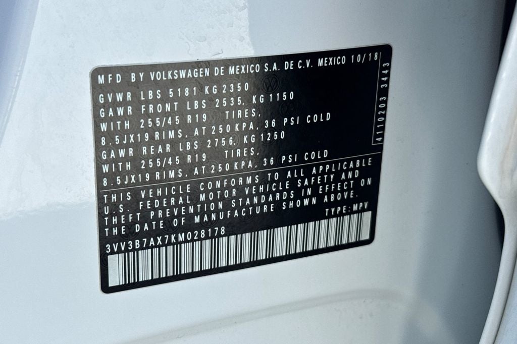 2019 Volkswagen Tiguan 2.0T SEL R-Line