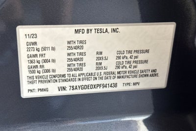 2023 Tesla Model Y Standard Range Hardware 4 (HW4/AI4)