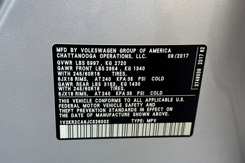 2018 Volkswagen Atlas 3.6L V6 SE 4Motion
